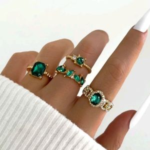4pcs Rhinestone Decor Ring Fashion Crystal Jewelry